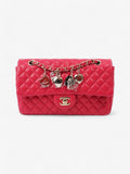 Chanel Classic Single Flap Bag with Valentines Hearts Raspberry Lambskin Leather