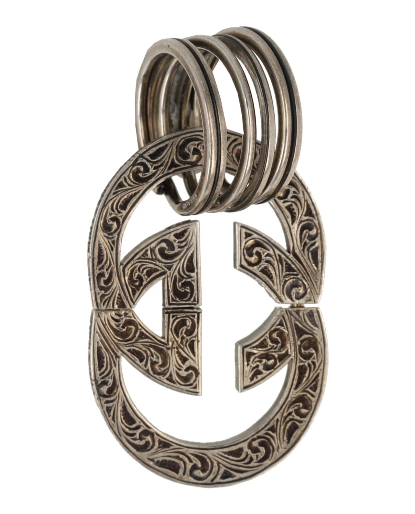 Gucci Womens Engraved Interlocking G Keychain