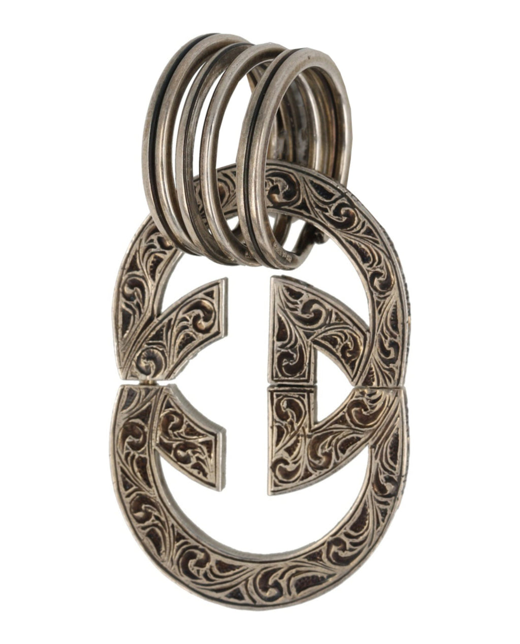 Gucci Womens Engraved Interlocking G Keychain