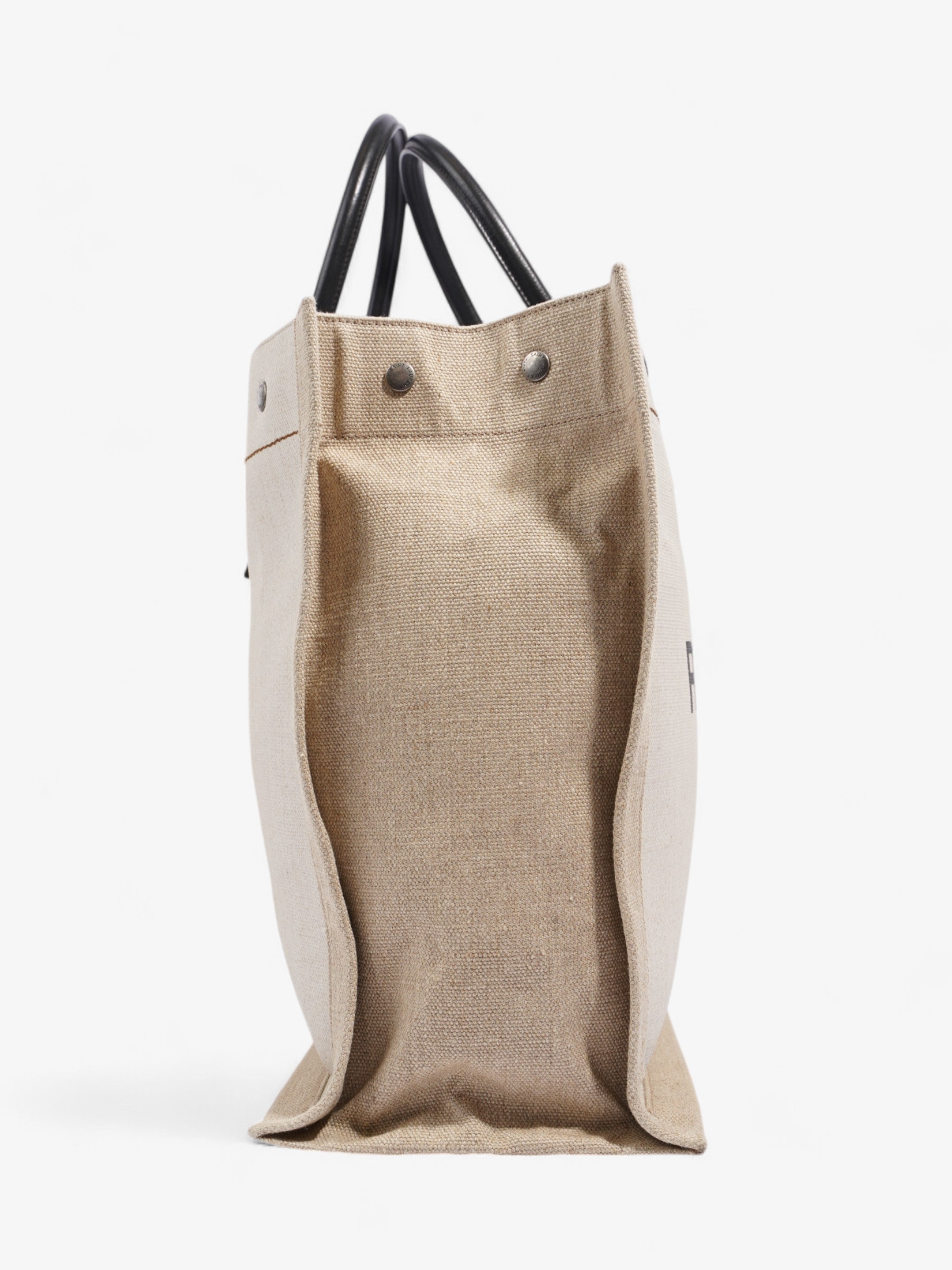 Saint Laurent Rive Gauche Tote Black / Natural Canvas