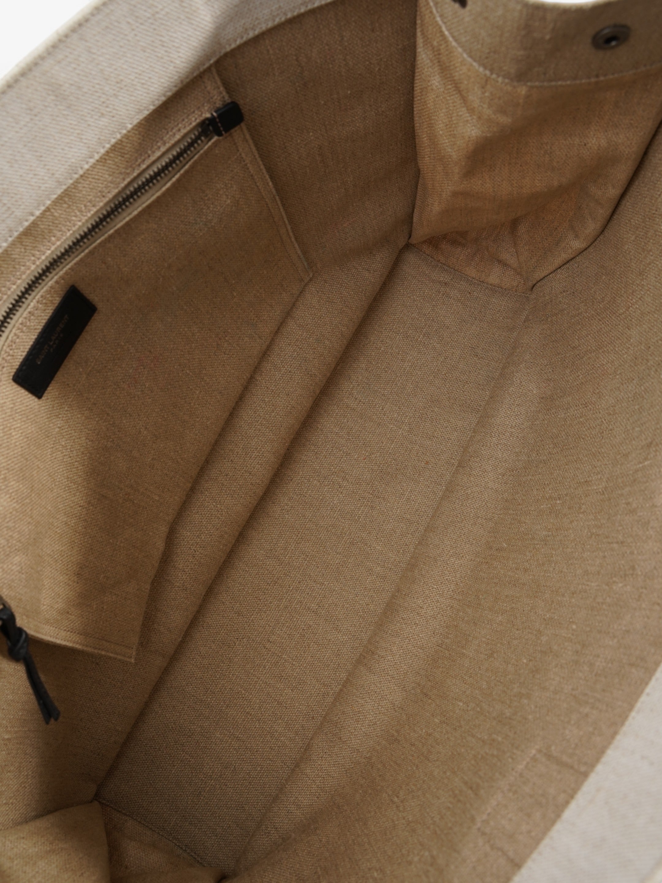 Saint Laurent Rive Gauche Tote Black / Natural Canvas