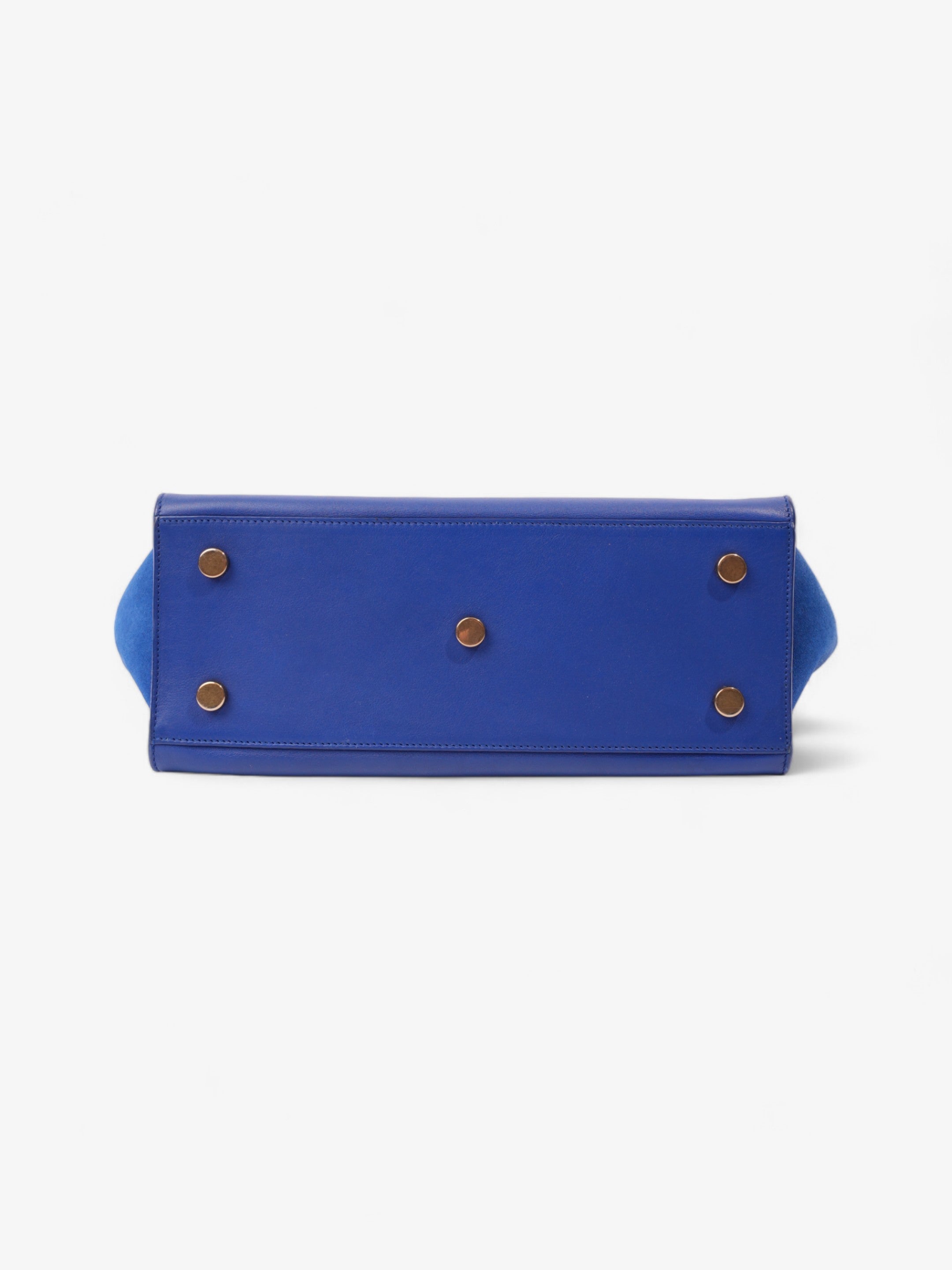Saint Laurent Downtown Cabas Tote Bag Blue Leather Small