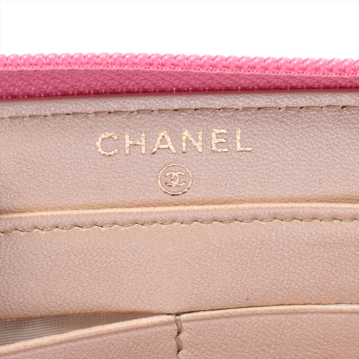 Chanel Pink Camelia Leather Leather Zip Around Wallet [Clearance Sale]