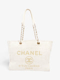 Chanel Deauville Tote Ivory Canvas Small