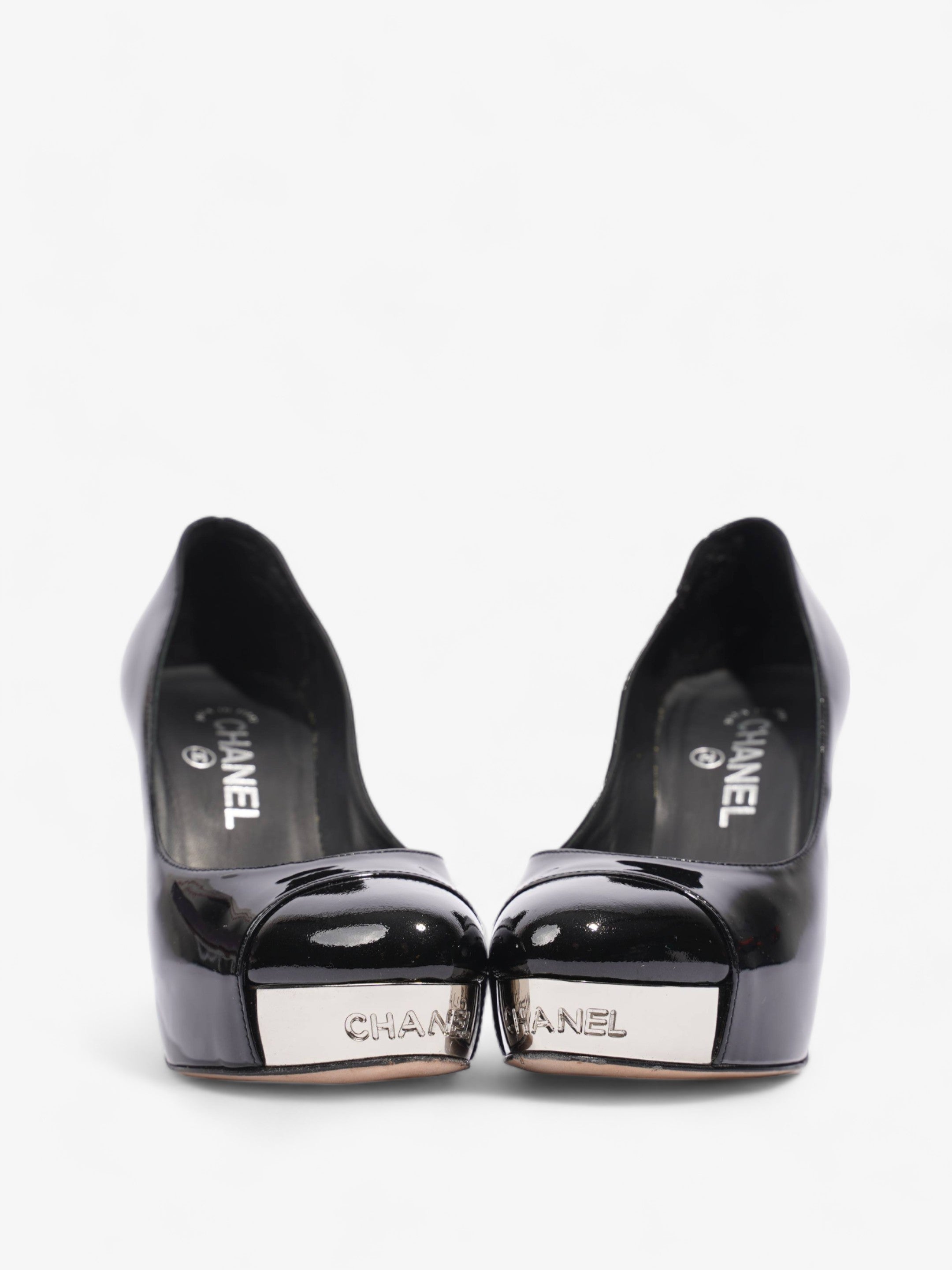 Chanel Platform Heel 100 Black Patent Leather EU 36 UK 3