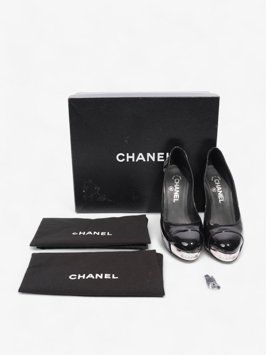 Chanel Platform Heel 100 Black Patent Leather EU 36 UK 3