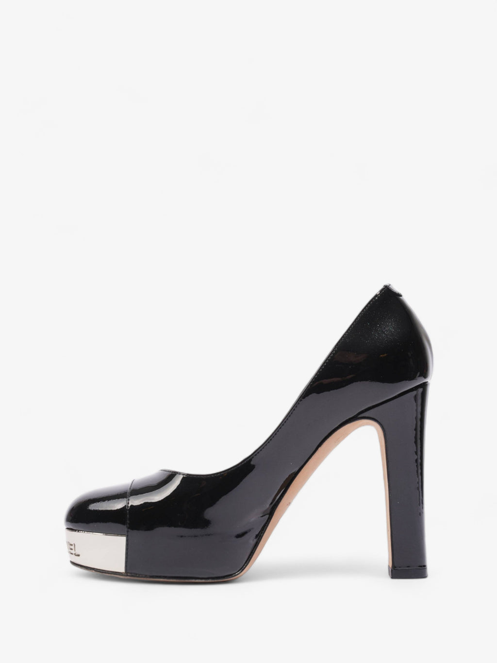 Chanel Platform Heel 100 Black Patent Leather EU 36 UK 3