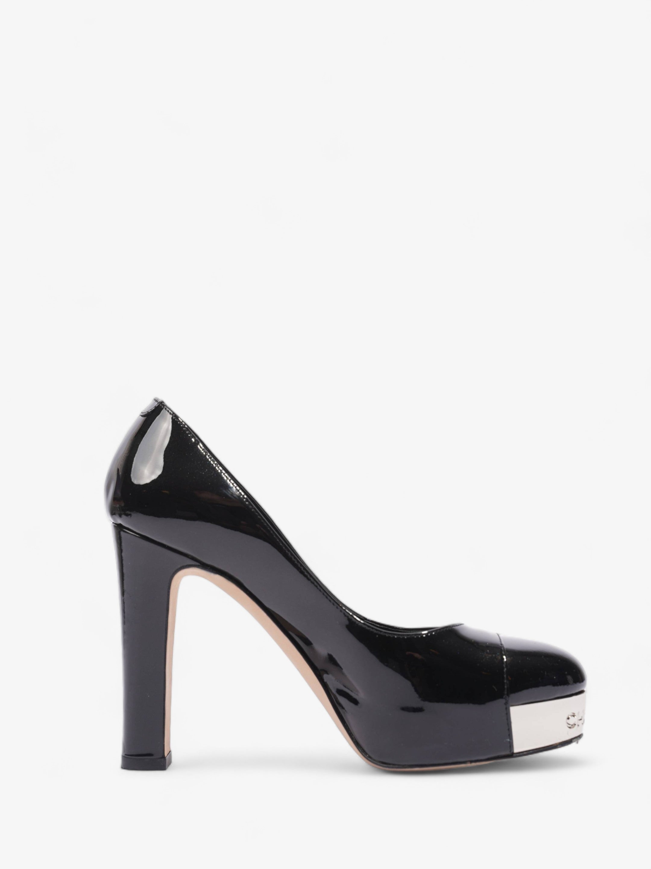 Chanel Platform Heel 100 Black Patent Leather EU 36 UK 3