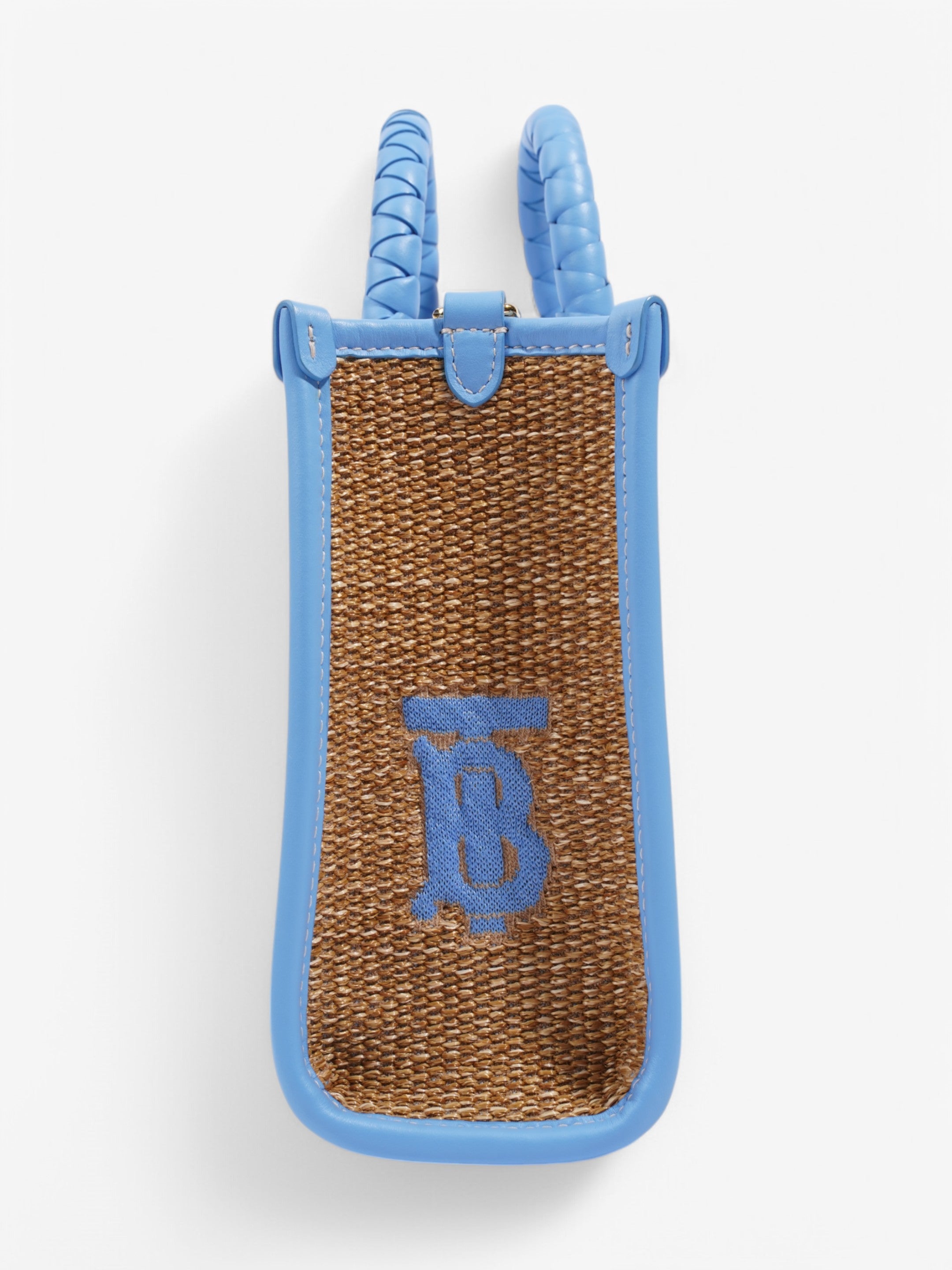 Burberry Mini Freya Tote Beige / Blue Raffia