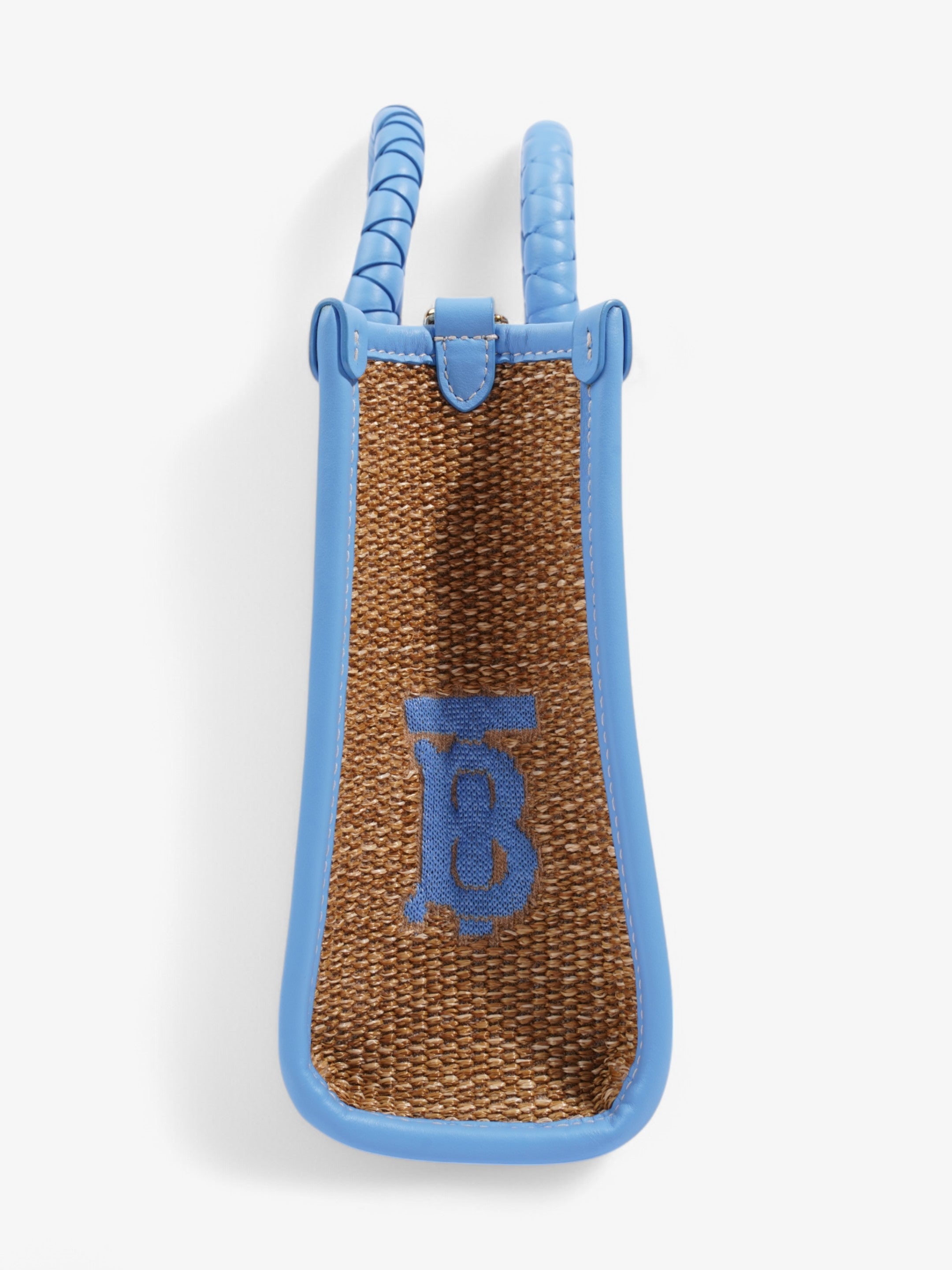 Burberry Mini Freya Tote Beige / Blue Raffia