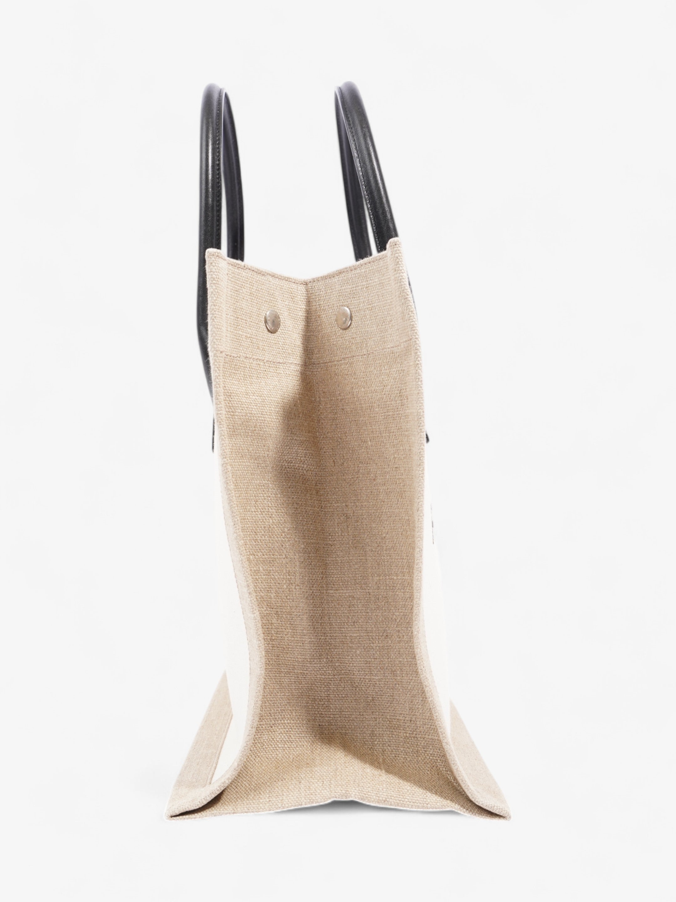 Saint Laurent Rive Gauche Tote Greige / Black Canvas Small
