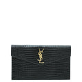 YSL Black Croco Embossed Uptown Envelope Pouch
