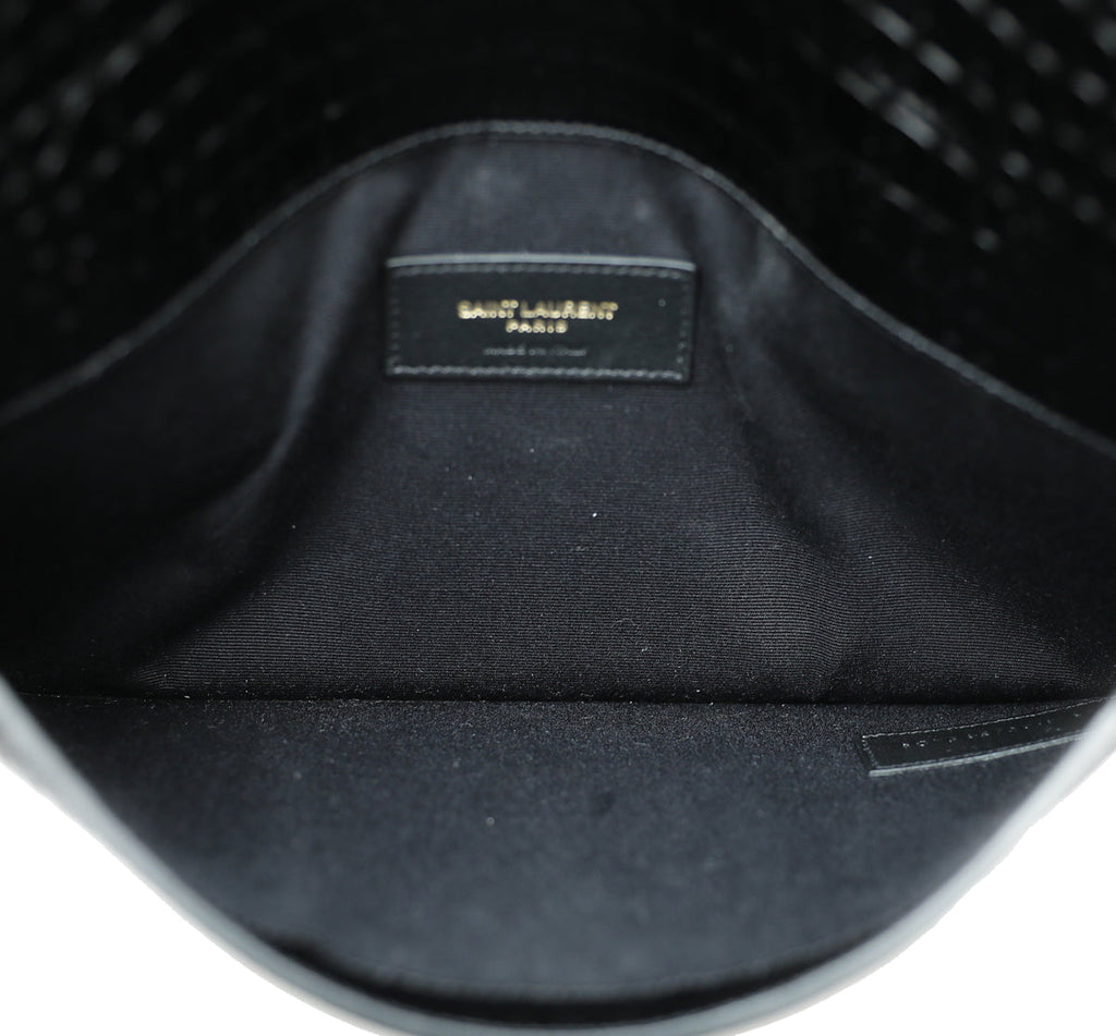 YSL Black Croco Embossed Uptown Envelope Pouch