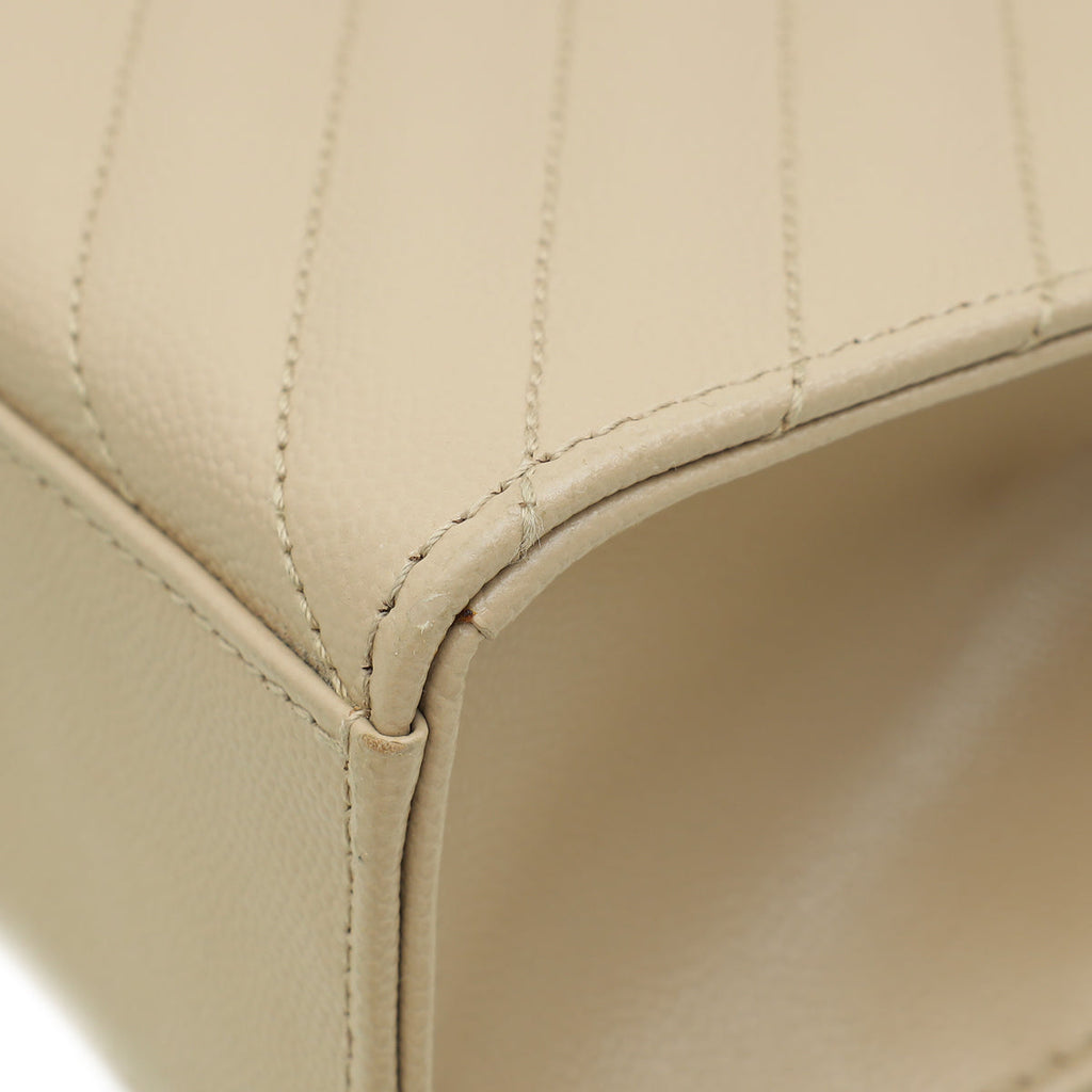 YSL Beige Monogram Satchel Flap Large Shoulder Bag