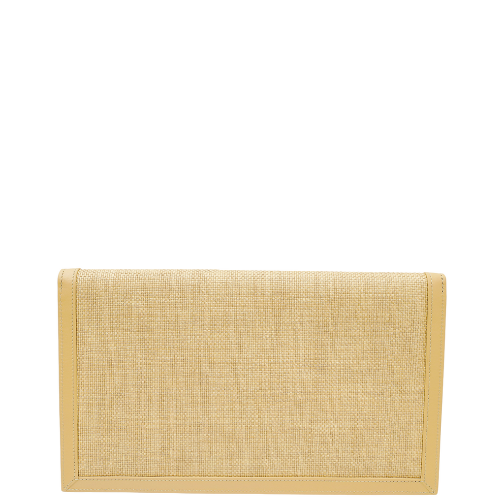 YSL Natural Raffia Uptown Pouch