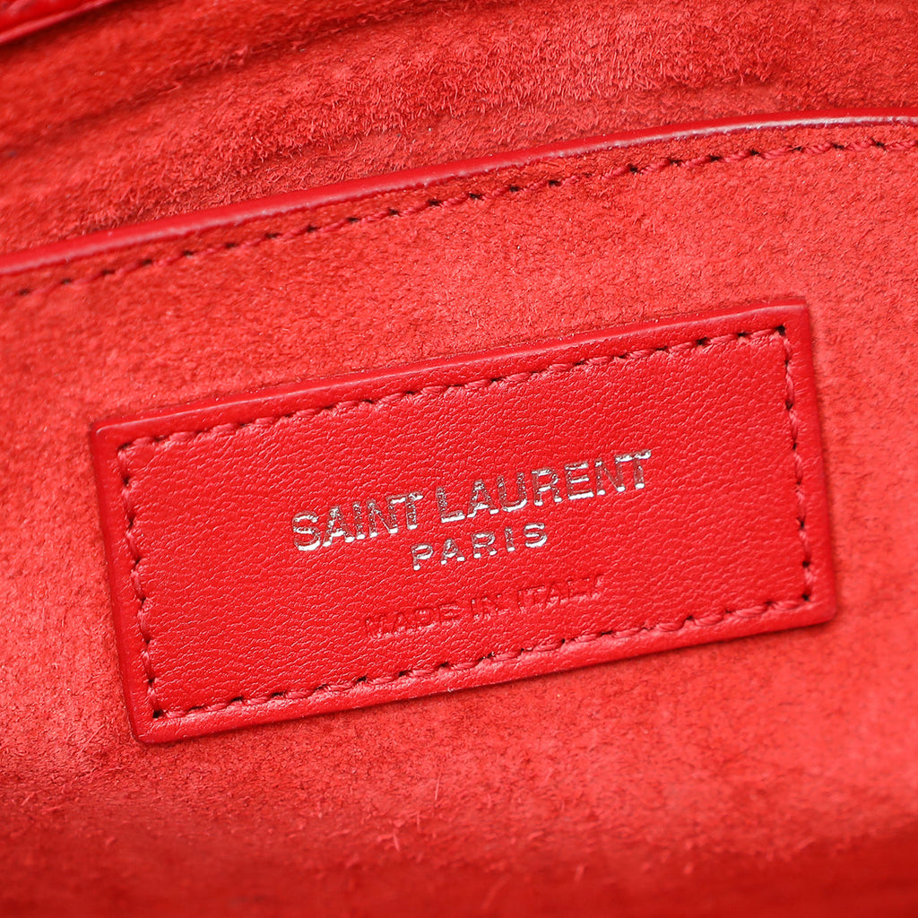 YSL Red Croco Embossed Sunset Medium Bag