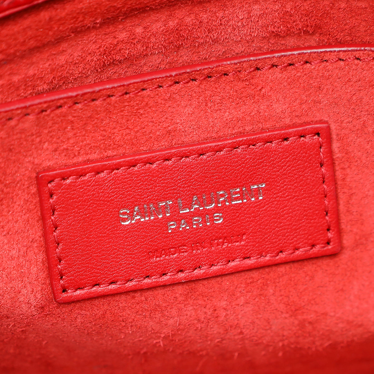 YSL Red Croco Embossed Sunset Medium Bag