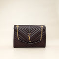 YSL Burgundy Monogram Envelope Large Satchel Bag