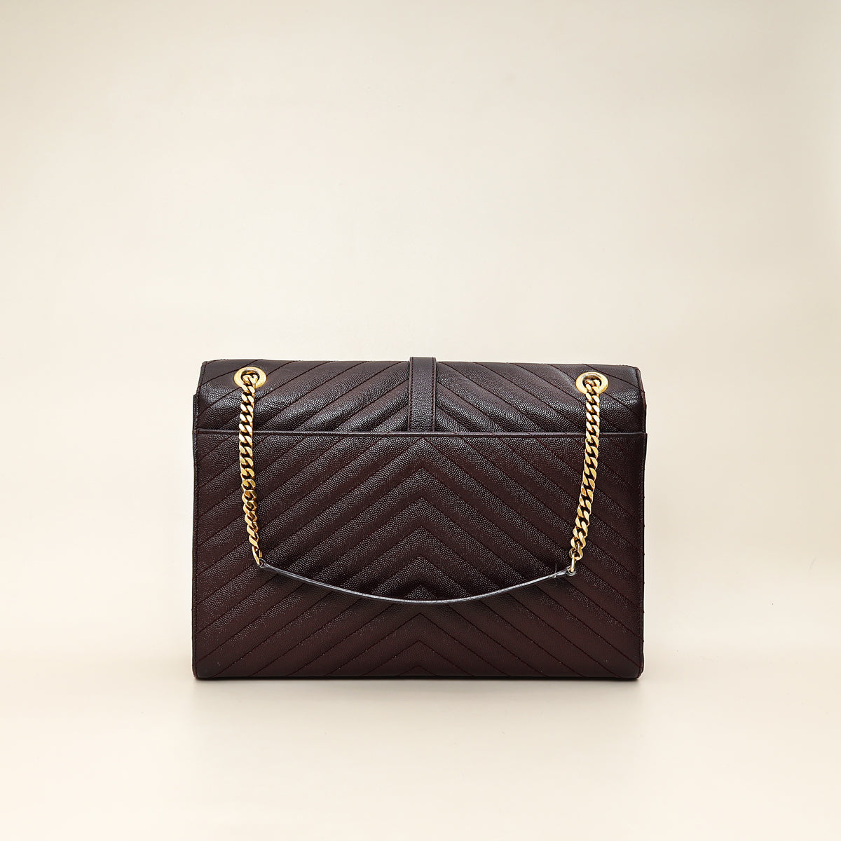 YSL Burgundy Monogram Envelope Large Satchel Bag