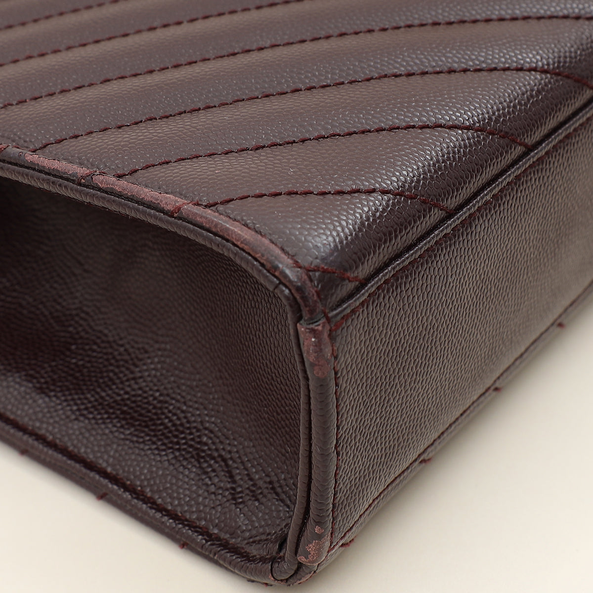 YSL Burgundy Monogram Envelope Large Satchel Bag