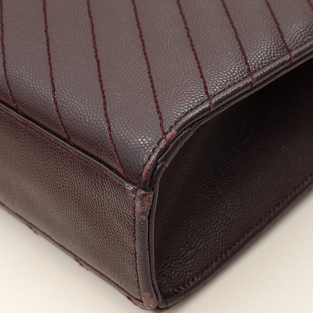 YSL Burgundy Monogram Envelope Large Satchel Bag