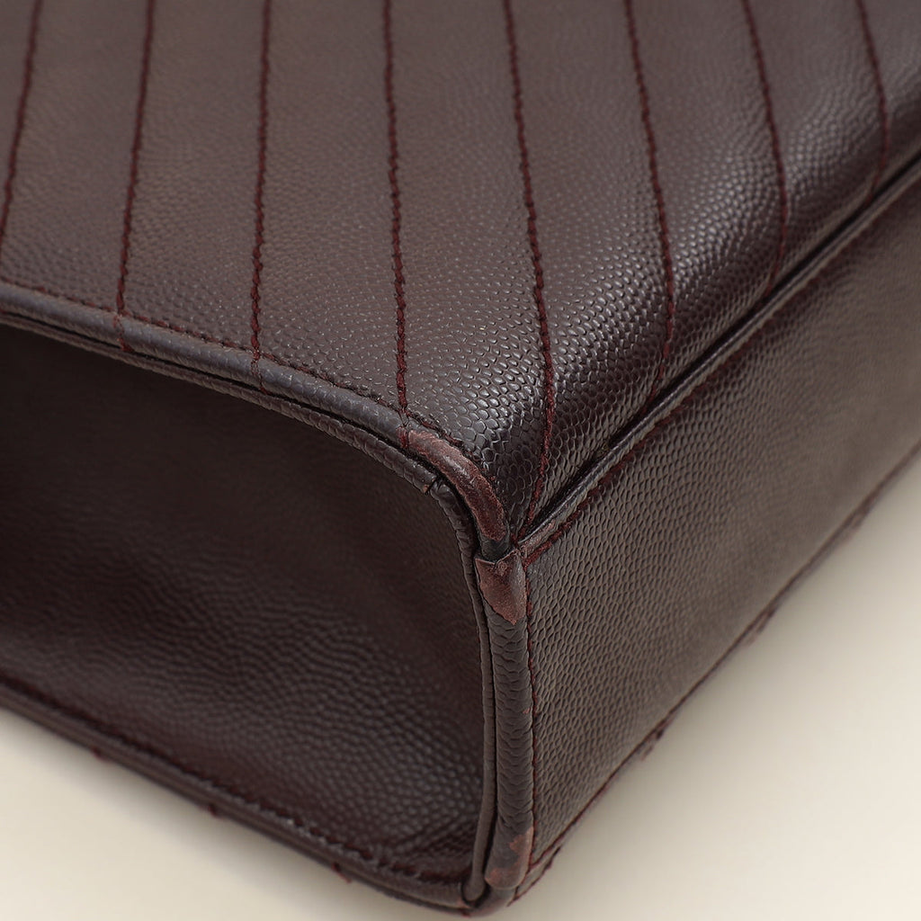 YSL Burgundy Monogram Envelope Large Satchel Bag