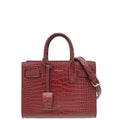 YSL Burgundy Croco Embossed Sac De Jour Nano Bag