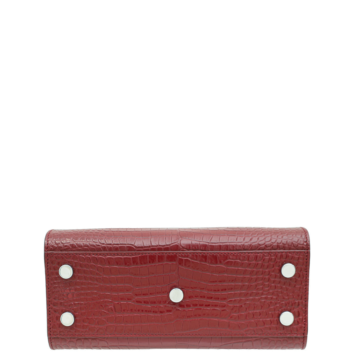 YSL Burgundy Croco Embossed Sac De Jour Nano Bag