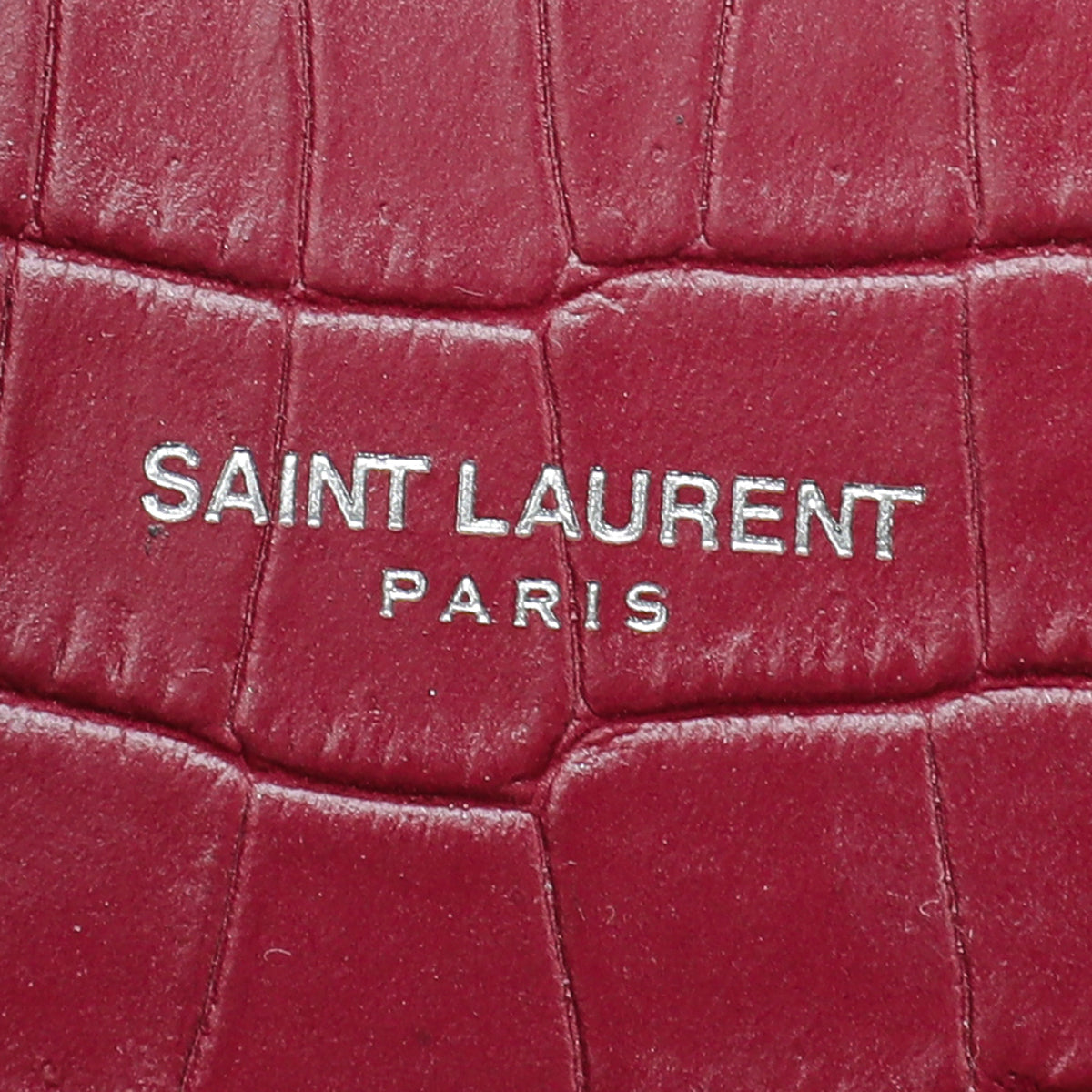 YSL Burgundy Croc Embossed Sac De Jour Nano Bag