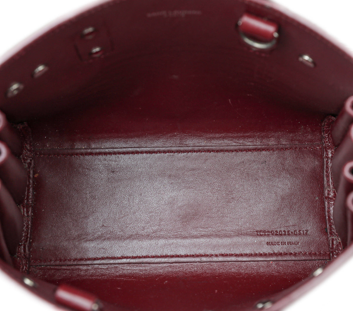 YSL Burgundy Croc Embossed Sac De Jour Nano Bag