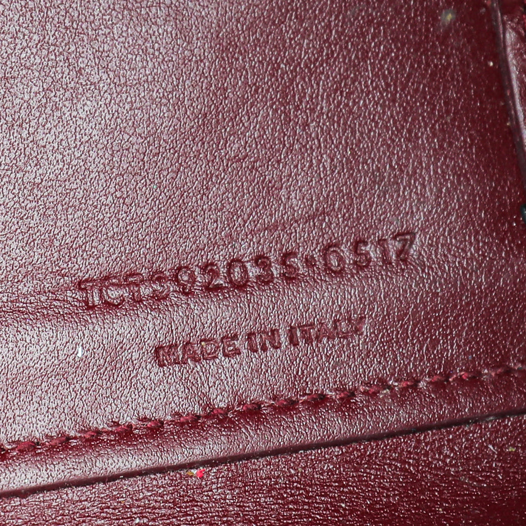YSL Burgundy Croc Embossed Sac De Jour Nano Bag