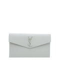 YSL Light Grey Uptown Grain De Poudre Medium Pouch