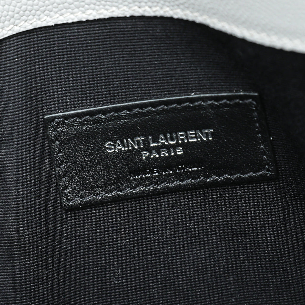 YSL Light Grey Uptown Grain De Poudre Medium Pouch