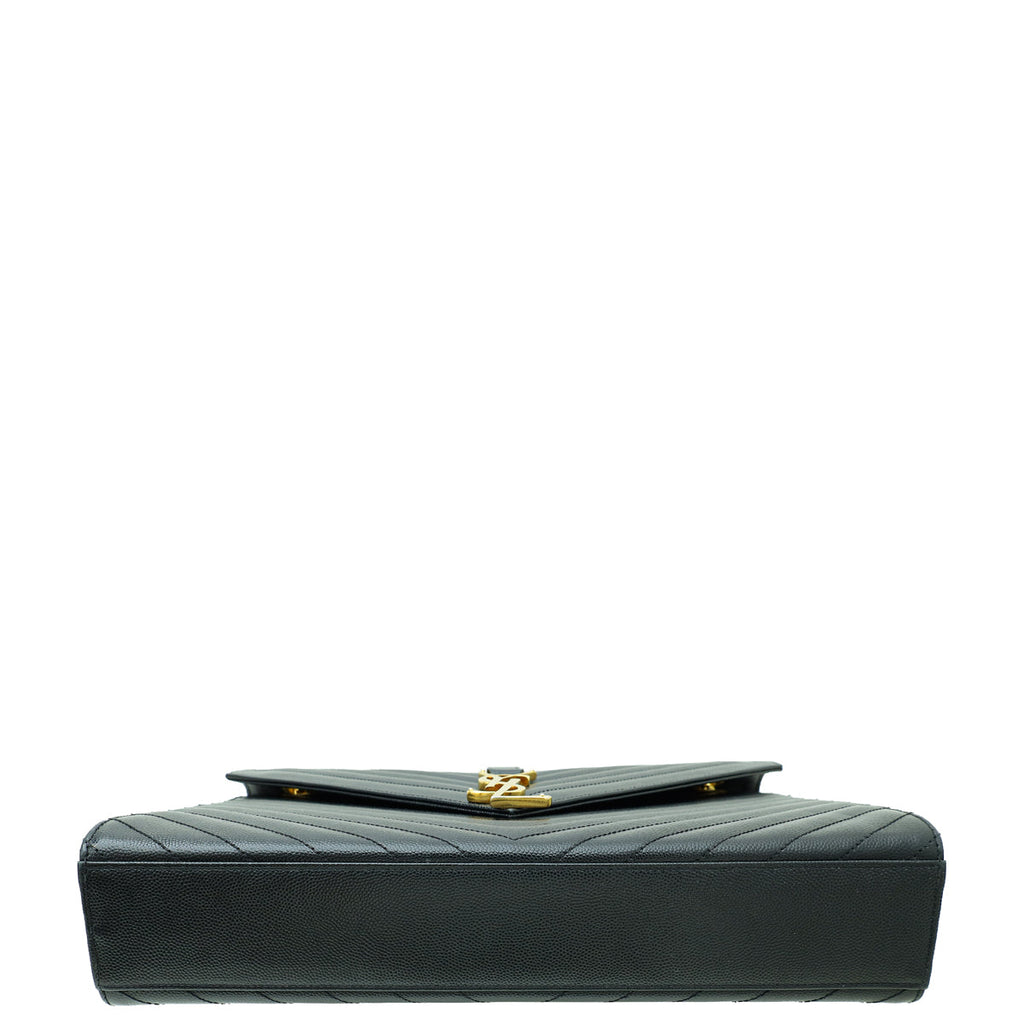YSL Black Monogram Chevron Large Satchel Bag