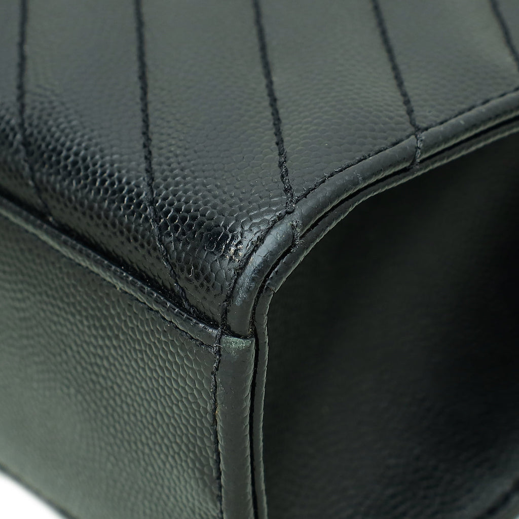 YSL Black Monogram Chevron Large Satchel Bag