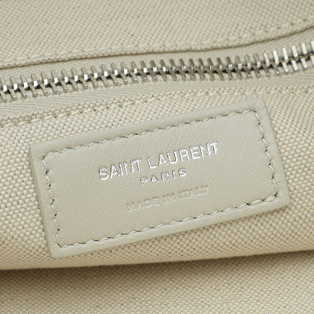 YSL Light Grey Linen Rive Gauche Tote Medium Bag