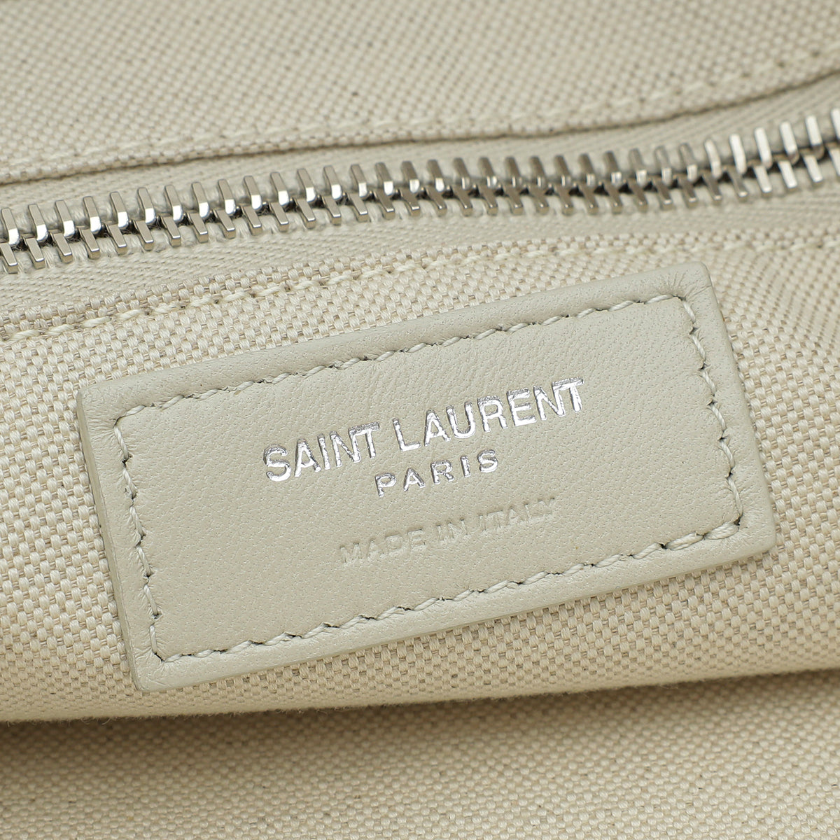 YSL Light Grey Linen Rive Gauche Tote Medium Bag
