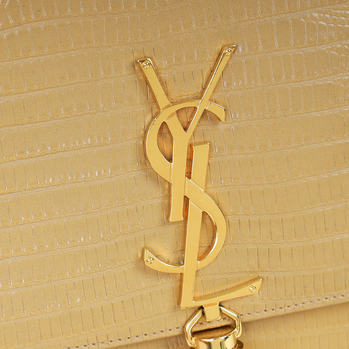 YSL Beige Kate Tassel Lizard Print Medium Bag