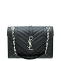 YSL Black Monogram Envelope Mix Quilted Medium Bag