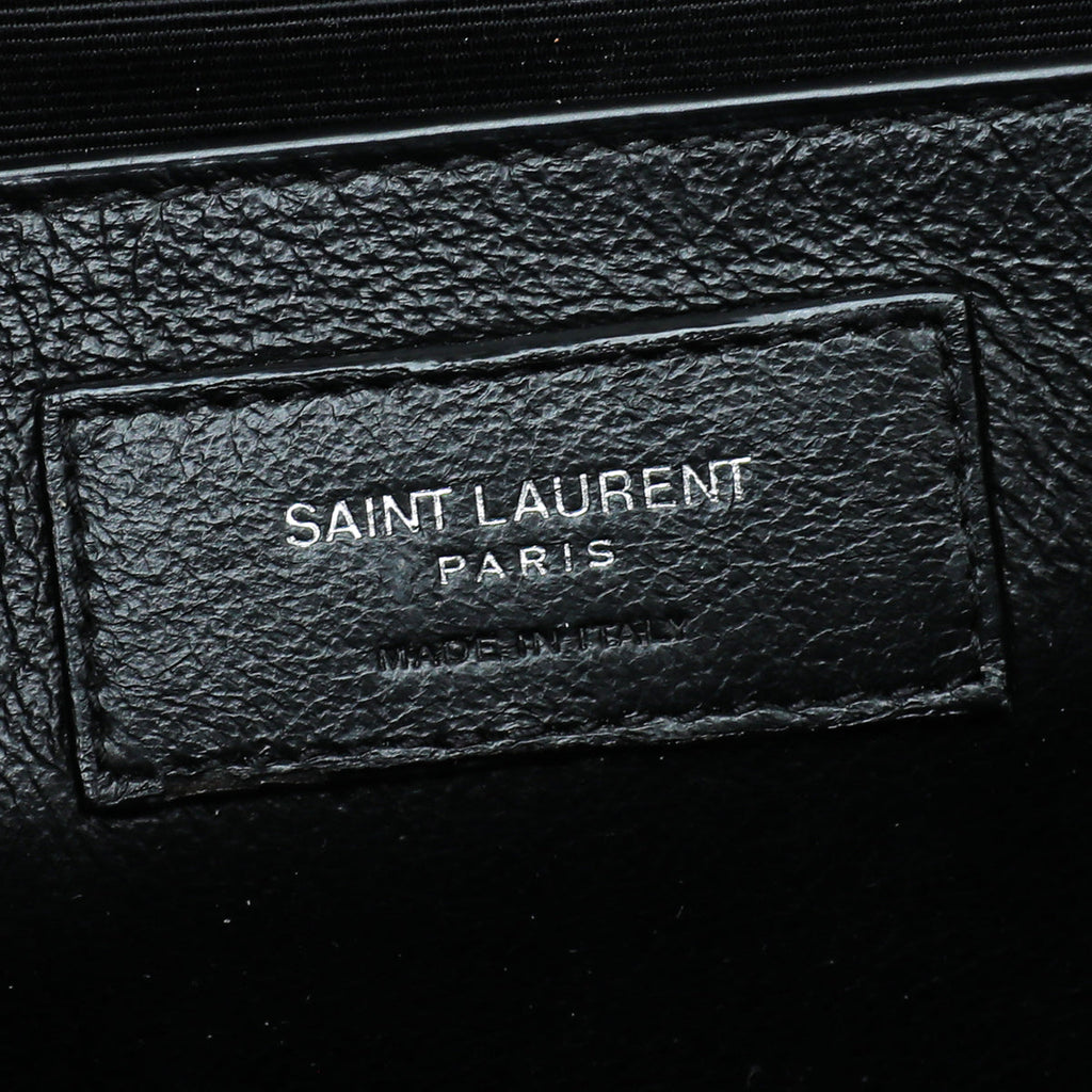 YSL Black Monogram Envelope Mix Quilted Medium Bag