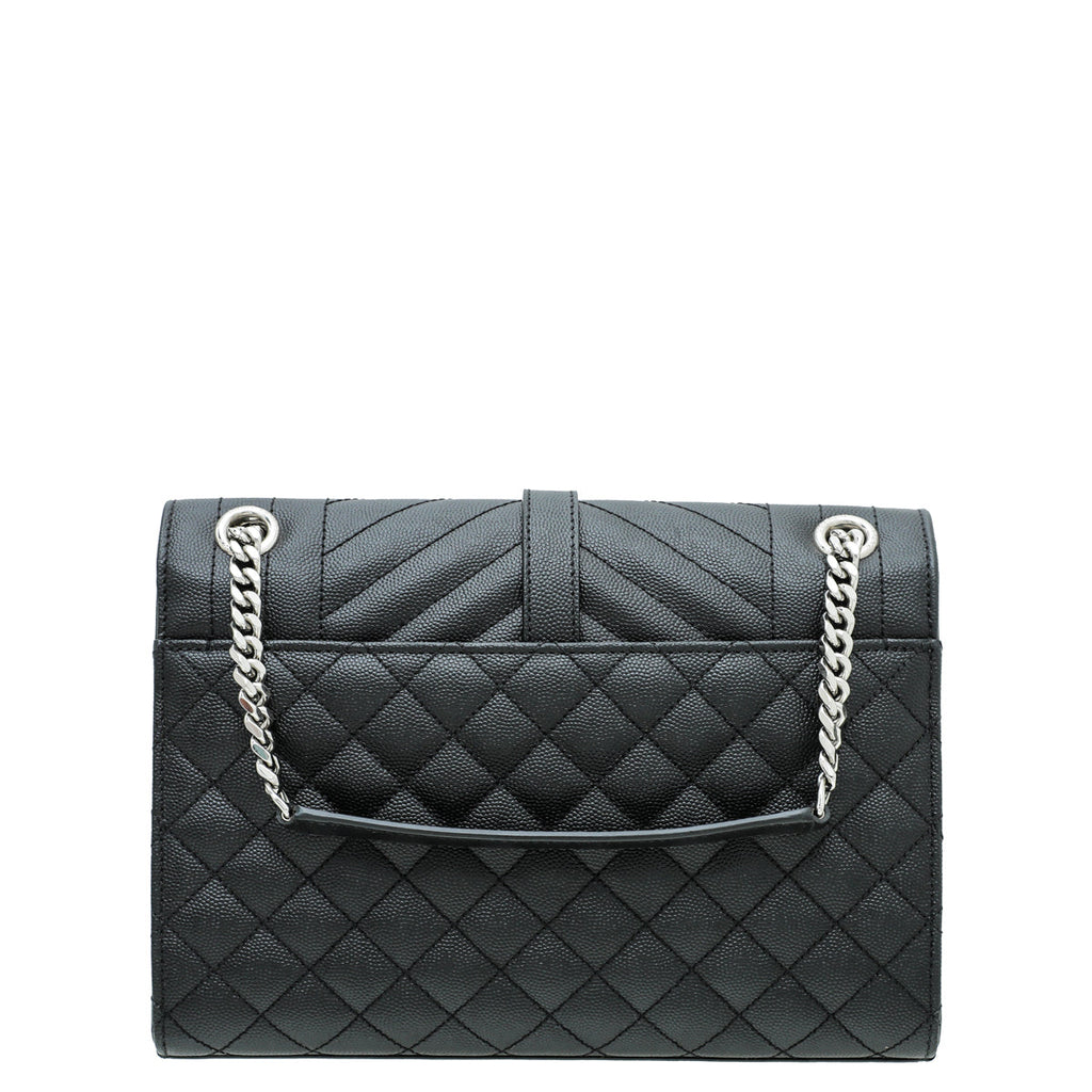 YSL Black Monogram Envelope Mix Quilted Medium Bag
