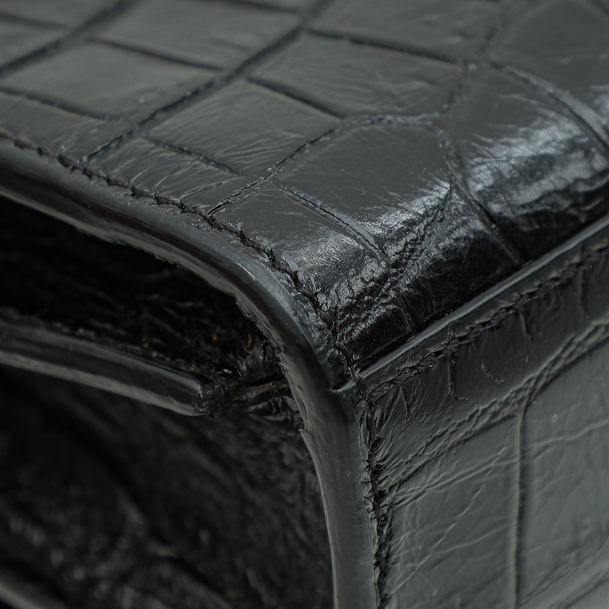 YSL Black Croco Embossed Toy Sac De Jour Bag