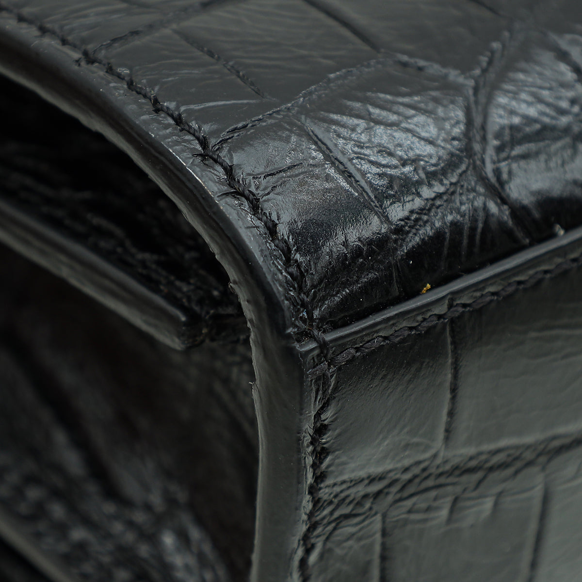 YSL Black Croco Embossed Toy Sac De Jour Bag