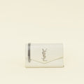 YSL Vintage Blanc Croco Embossed Uptown Wallet on Chain
