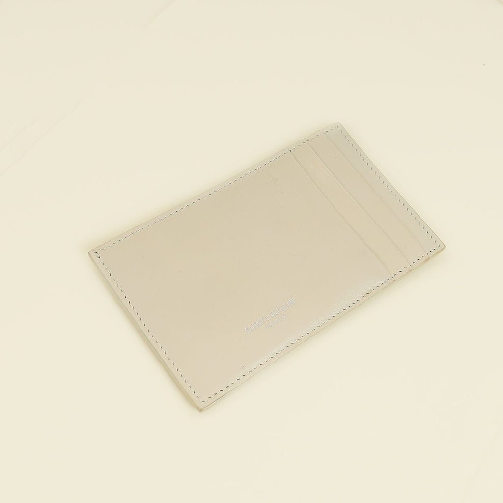 YSL Vintage Blanc Croco Embossed Uptown Wallet on Chain