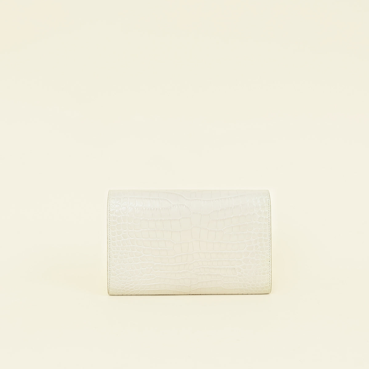YSL Vintage Blanc Croco Embossed Uptown Wallet on Chain