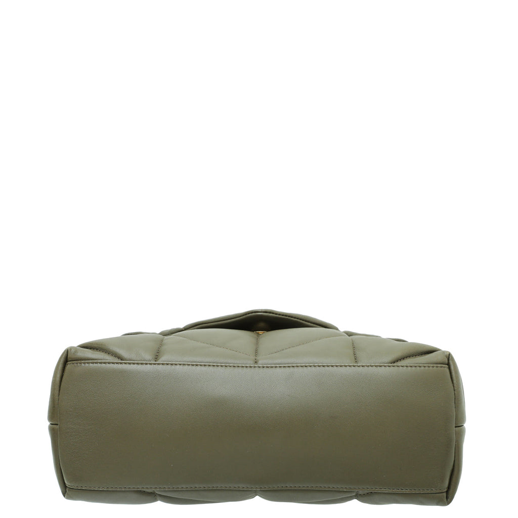 YSL Khaki Loulou Puffer Small Flap Chain Bag