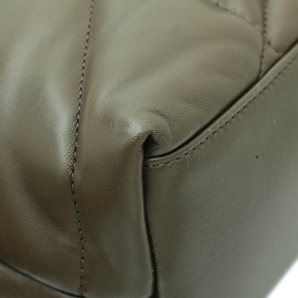 YSL Khaki Loulou Puffer Small Flap Chain Bag
