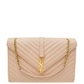 YSL Pale Pink Monogram Envelope Large Satchel Bag