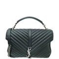 YSL Black Monogram Chevron Large College Bag